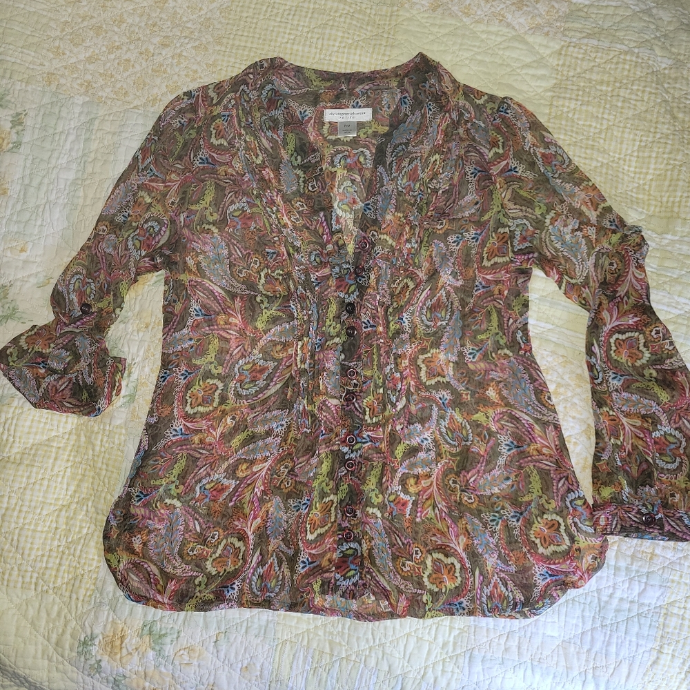 Christopher and Banks blouse multi-Print medium